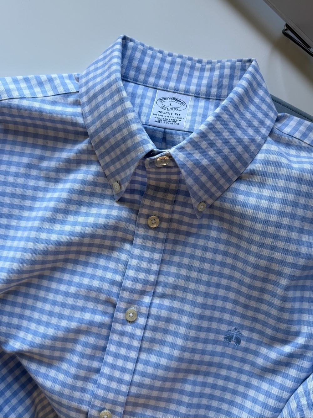 Brooks Brothers Regent Fit Light Blue & White Gingham Check Button-Down Shirt